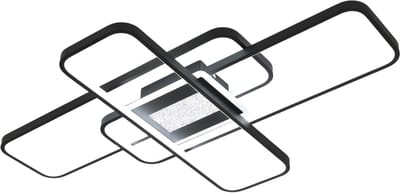 UFTA Plafondlamp - LED Plafondverlichting dimbaar met App & Afstandsbediening - 3 Kleuren 56W - Vierkant Modern - Zwarte frame
