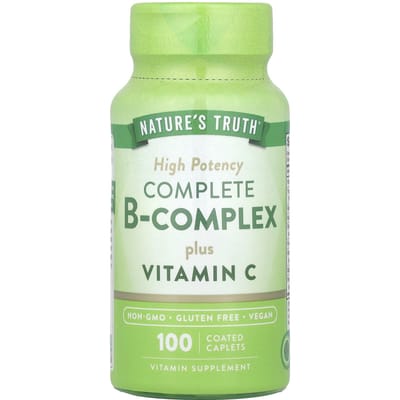 Nature's Truth, Complexe complet de vitamines B et C, haute puissance, 100 comprimés enrobés