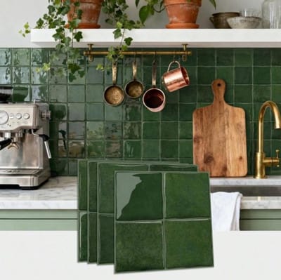 12 Stuks 3D-plaktegels - Olieafstotend 23×23cm - Keuken Achtergrond 3D Tegelstickers - voor Badkamer en Keuken - Plakkende Tegels - Groen