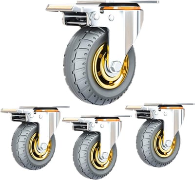 Rubberen Zwenkwielen - Transportwielen Vloerbeschermers - Meubels Verplaatsen - Stofdicht Met Rem - 75mm Diameter - Zwart