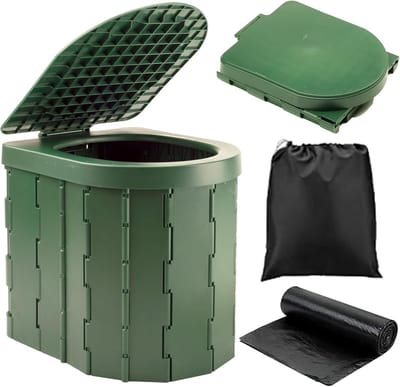 Kampeer Toilet - Draagbaar WC - Buiten Gebruik - Opvouwbaar Ontwerp - 32.5 x 27.5 cm - Groen
