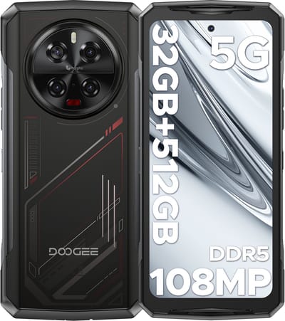 DOOGEE V40 5G - Robuuste Smartphone - Robuuste Telefoon - 32 GB RAM + 512 GB ROM - 6,78 inch 2,4K 120Hz - 108 MP AI camera - 8680 mAh/33W - MediaTek Dimensity 7300 - Face ID - Drie sleuven - Vingerafdrukherkenning - NFC - GPS - Rood