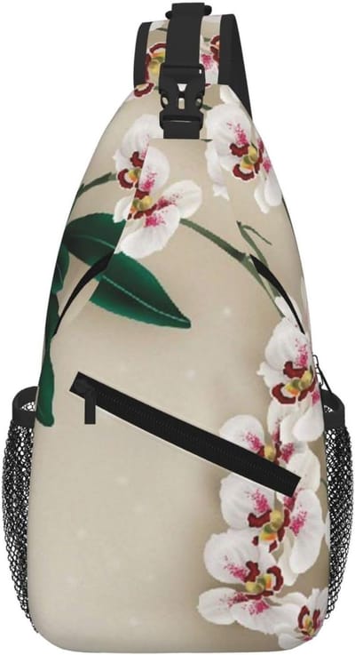 Kruis Borst Tas - Schoudertas Sling Bag - Dagelijks Gebruik - Orchidee Print - 9 x 19 x 39 cm