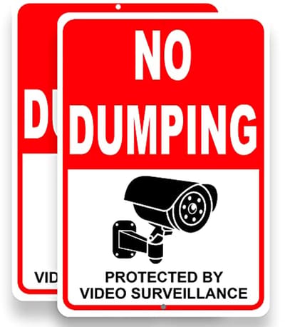 Geen Dumping Signs - 2 Stuks Roestvrij Aluminium Bord - Video Surveillance Sign - Niet Dumpen Teken voor Buiten