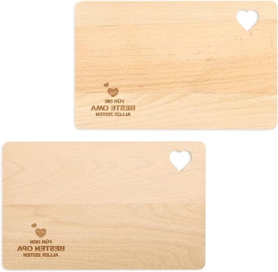 Set van 2 Ontbijtplanken, Gepersonaliseerde Houten Planken, Perfecte Cadeaus voor Grootouders, Met Hartvormige Handgreep, Ideaal voor Kerst en Speciale Gelegenheden