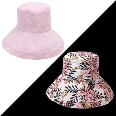 Breedgerande Katoenen Zomerhoed Dames Opvouwbaar Omkeerbaar Bloemen Bucket Hat UV Zonbescherming Breedgerande Zomer Strandpet Dubbelzijdig Slappe Zonnehoeden