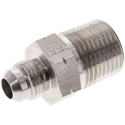 JIC  Dubbele Nippel UNF 9/16''-18 X 1/2'' NPT RVS 210bar