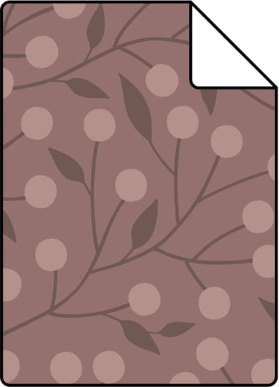 Proefstaal ESTAhome behang bloemmotief oudroze en aubergine paars - 26.5 x 21 cm - 131130-S