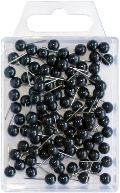 Markeringsnaalden met ronde kop - 100 stuks, 16 mm lengte, zwart