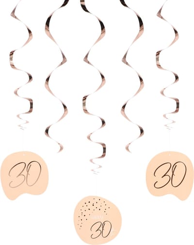 Folat - Hangdecoratie Elegant Lush Blush 30 Jaar - 5 stuks
