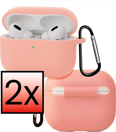 Hoes - Geschikt voor Apple Airpods Pro 3 - Siliconen Hoesje met Clip - Silicone Case Cover - Lichtroze