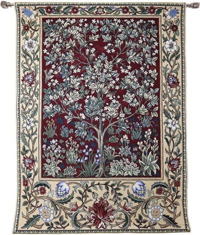 Signare Wandkleed Tree of life red - William Morris - 103 x 138 cm