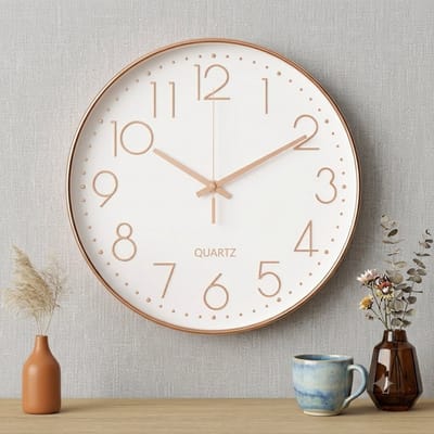 Livatto Wandklok Stil Quartz 30 cm Roze Goud Modern Minimalistisch Design