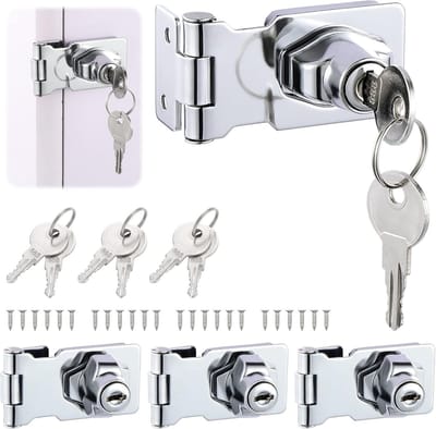4-delige Deurslot Set met Sleutel, 2.5 Inch Hangslot voor Schuurdeuren, Kast en Meubels