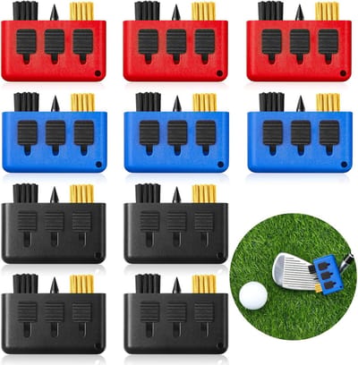 10-pack 3-in-1 intrekbare, meervoudig te gebruiken golfclubreinigingstool, draagbare golfclubborstelreinigingsset met groefslijptool, zakformaat