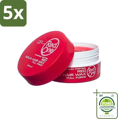 5 x Red One - Haarwax - Red - Aqua Hair Wax - Voor Stevige Styling & Glanzend Resultaat - 150 ml - Grootverpakking - Haarwax - Strak Haar - Glanzend Haar - Stijl - Fixatie