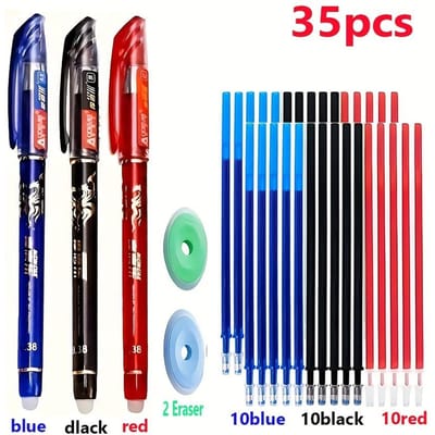 35st/set Uitwisbare Gelpennen 0,35mm volle houder uitwisbare neutrale pennen. Wordt geleverd met gum ronde gelpen