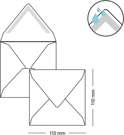 Enveloppen 25 stuks - Kleine vierkante kaarten - Uitnodigingen versturen - 120 grams papier - 10x10 cm - Zwart