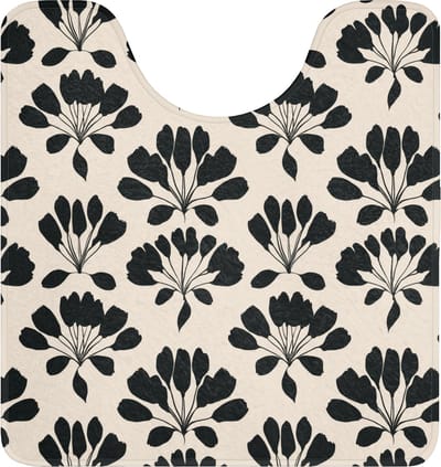 WC mat met uitsparing 55x60 cm - Antislip - Abstract - Patroon - Zwart - Toiletmat met uitsnijding - Vloermat - Douchemat - Toilet tapijt - Toiletmatten