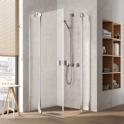 Kermi Raya corner entry swing door with fixed part 90 cm half left RAEPL090201AK