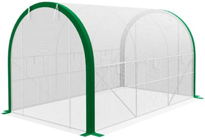 Polytunnelkas - Kas met Roldeuren en Ramen - Tunnelkas - Kweektunnel - Kweekkas - Kastunnel - Groentekas - Plantenhuis - Plantenteelt - voor Groenten, Bloemen, Planten - 350x200x200 cm - Wit
