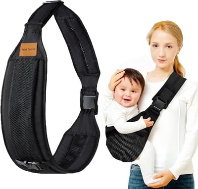 Verstelbare heupdrager, draagvermogen 20 kg, draagdoek, baby, zwart, babydraagdoek, ademend, ergonomisch, geschikt voor pasgeborenen van 3 tot 36 maanden