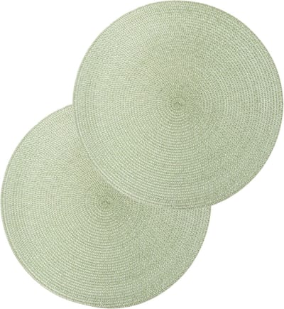 Secret de Gourmet ronde placemat - Set van 4x stuks - salie groen - gevlochten kunststof - Dia 38 cm - Onderleggers