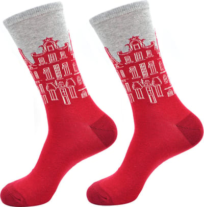 Robin Ruth - Amsterdamse huizen - Grijs/rood - Heren sok - Maat 41-46