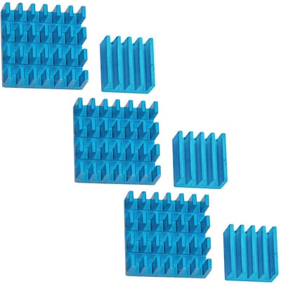 Set van 2 blauwe aluminium koellichamen voor Raspberry Pi 3 met warmtegeleidend kleeffolie