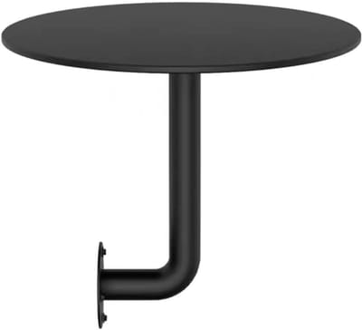 Wandmontage Bartafel - Kleine bijzettafel Rond - Ruimte Besparen - L-vormige Wandsteun - 40x45 cm - Zwart