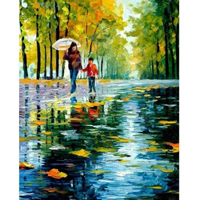 5D DIY volledige ronde Diamond schilderij moeder en zoon borduren kruissteek 20X30CM white