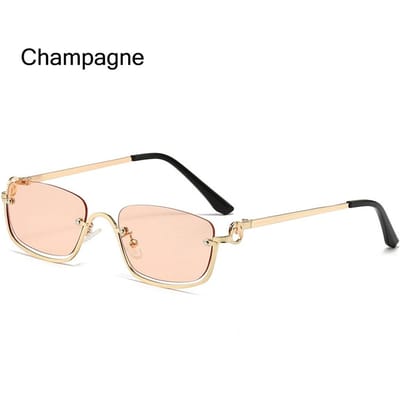 Kleine Vierkante Dames Zonnebril Metalen Half Montuur Zonnebril Vintage Tinten Trendy Smal Hip Hop Brillen Vintage Tinten Brillen