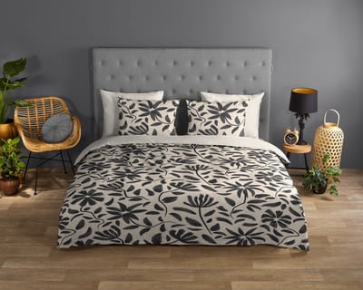 Good Morning dekbedovertrek getekende bloemen - 1 persoons 140x200/220 cm - Ecru - 100% Katoen renforc�