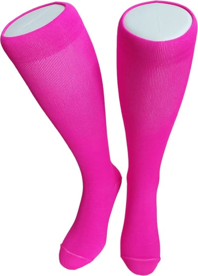 WeirdoSox - Compressie sokken - Knie hoogte - Steunkousen voor vrouwen en mannen - 1 paar - Fluor roze 39/42 - Ideaal als compressiekousen hardlopen - compressiekousen vliegtuig