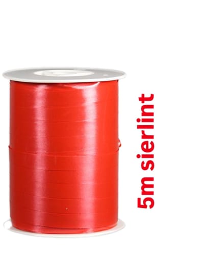 5m Rood lint - krullint - cadeau versiering - leuk inpakken - niet op spoel geleverd