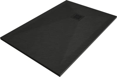 Mexen Stone+ rechthoekige composiet douchebak 80 x 70 , zwart, zwarte afdekplaat - 44707080-B