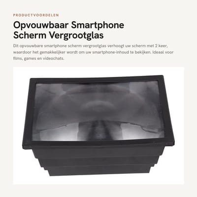 Dailygoods- Telefoon Vergrootglas Dubbele Vergroting - Opvouwbaar - Driedimensionaal Display - Kunststof - 12 x 18,5 cm - Handig voor binnen - Schermvergroter