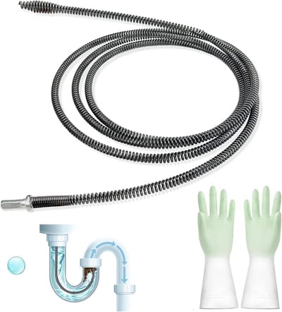 Professionele Spiralen voor Afvoerreiniging, 10 mm x 4 m, Universele Oplossing voor Verstoppingen met Boorbevestiging en Handschoenen