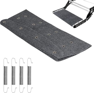 Stijlvolle en veilige trapmat voor campers en caravans, antislip, ideaal voor buitengebruik en campingaccessoires (Grijs)