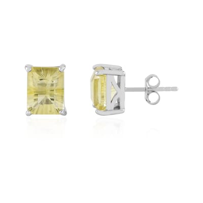 Cavill - Zilveren Oorbellen - 925 Sterling Zilver Gerhodineerd - Gele Fluoriet 4,59 ct - Facet Geslepen Achthoek - Elegante Damesoorbellen