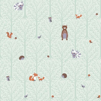 Kinderbehang Profhome 381192-GU vliesbehang licht gestructureerd met natuur patroon mat groen bruin oranje grijs 5,33 m2