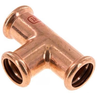 Tee Press Fitting - 22mm Persmof - Koperlegering