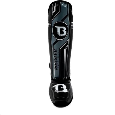Booster Fight Gear V9 Scheenbeschermers – Professionele Bescherming – Zwart/Grey-Maat M