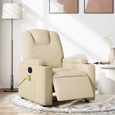 vidaXL - Massagestoel - elektrisch - verstelbaar - stof - crèmekleurig