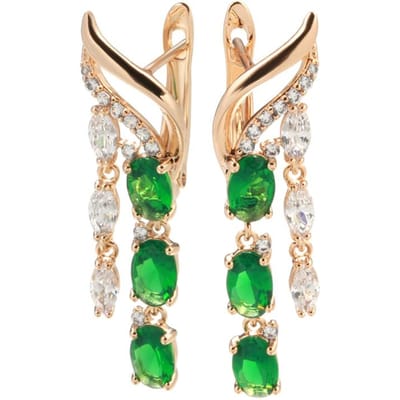 Kienl Nieuw Rose Goud Lange Kwastjes Oorbellen Vrouwen Vintage Groen Natuurlijke Zirconia Bloem Hangende Oorbellen Hoge Kwaliteit Dagelijkse Sieraden beige