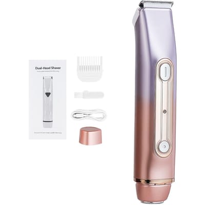 Dual-Head Haartrimmer 2-in-1 Bikini Scheerapparaat Met Keramische Meskoppen Elektrisch Scheerapparaat Voor Vrouwen Pijnloze Haarverwijderaar Lichaamstrimmer roze