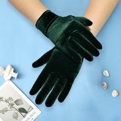 Korte Opera Fluwelen Handschoenen voor Dames Flapper Rekbare Polslengte Bankethandschoenen Thee Party Halloween Kostuumhandschoenen