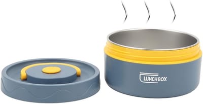 Thermische Lunchbox - Ronde Voedselcontainer - Warme Maaltijden - Dubbelwandige Isolatie - 420ml Inhoud - Donkerblauw