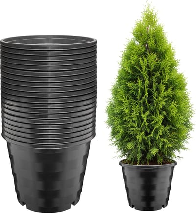 Garronda Set van 20 vierkante kunststof bloempotten met drainagegaten (Zwart, Ø39 x 31 cm – 25 L) GD-KW-RSC