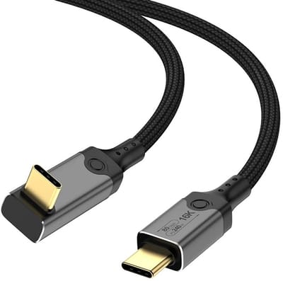 DrPhone NRG – Thunderbolt 5 Datakabel Kabel - 80Gbps -240W Power Delivery - 16K Display Ondersteuning – Nylon Gevlochten - 0.5 meter - Zwart